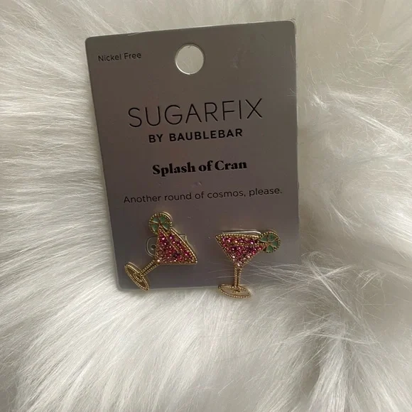 “New”SUGARFIX  by baublebar splash of cran studded nickel free earrings - Picture 3 of 8